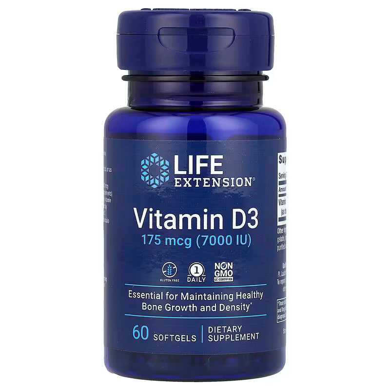 Life extension- Vitamina D3 175mcg (7000UI) 60 cápsulas