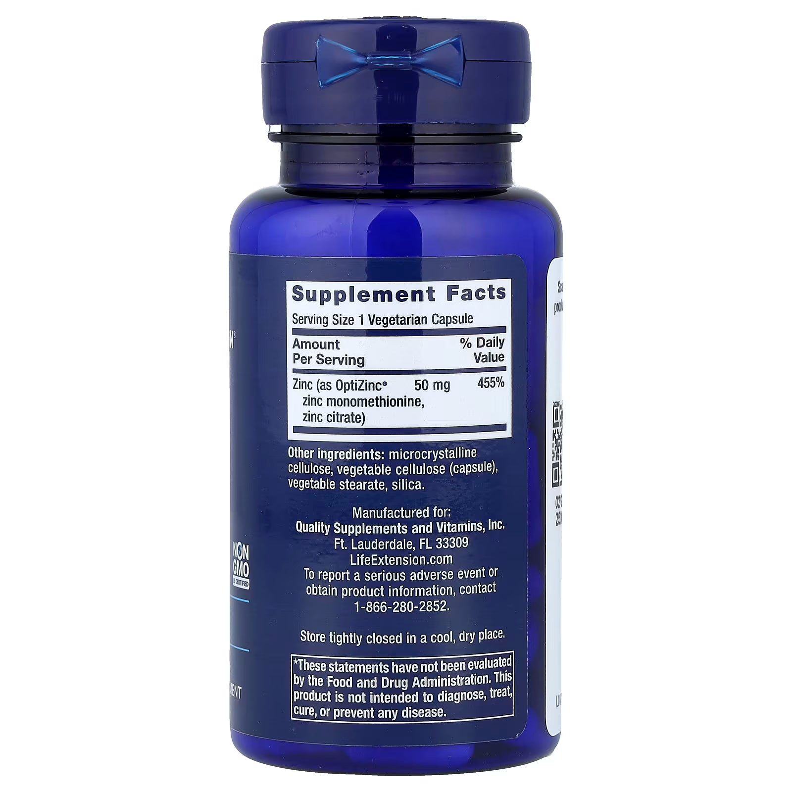 Life extension- zinc 50mg 90 cápsulas.