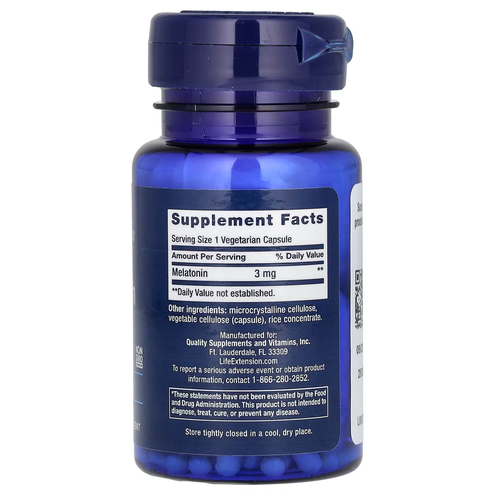 Life extension- Melatonina 3mg 60 cápsulas