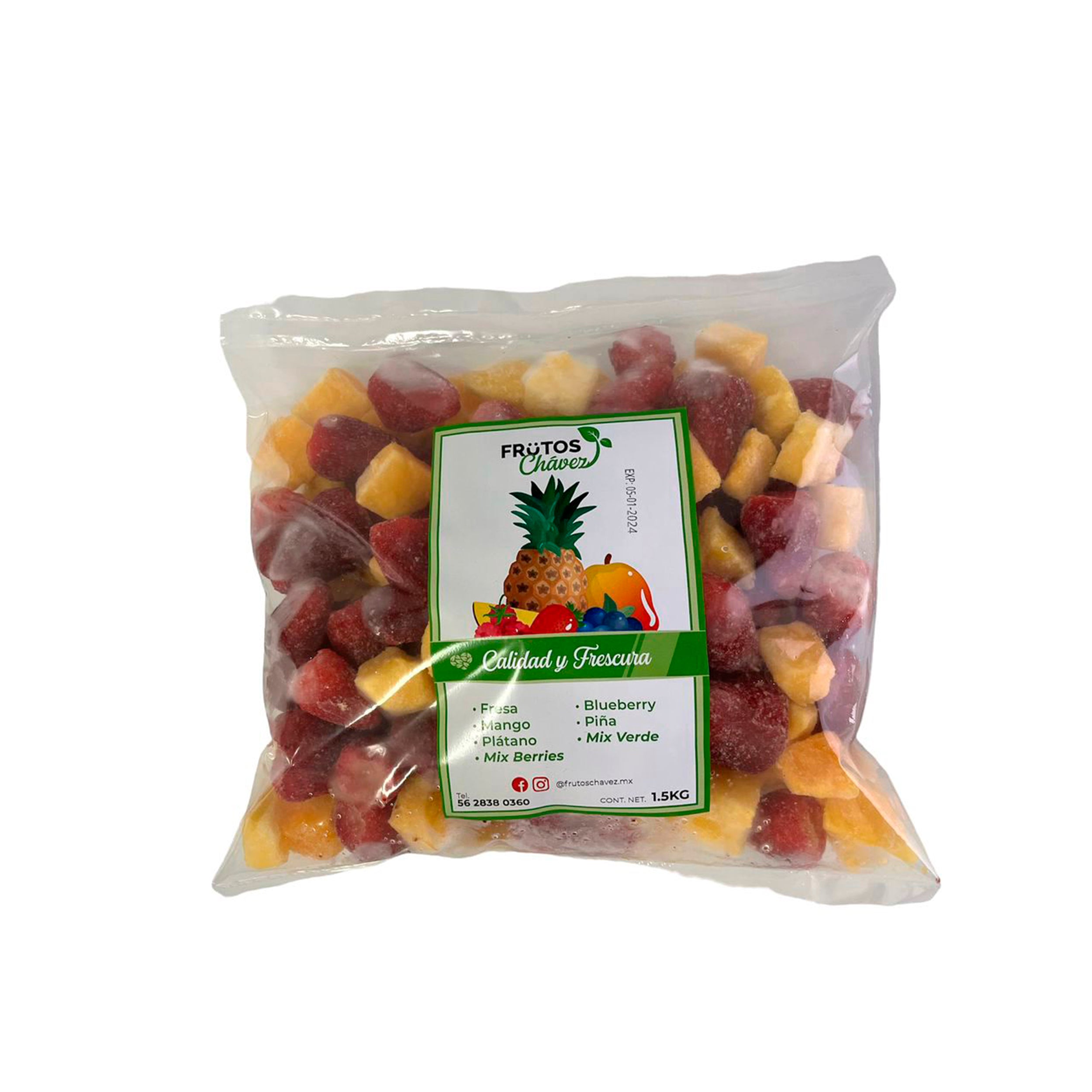 Frutos Chavez- Mix para licuado fresa+mango Fruta congelada