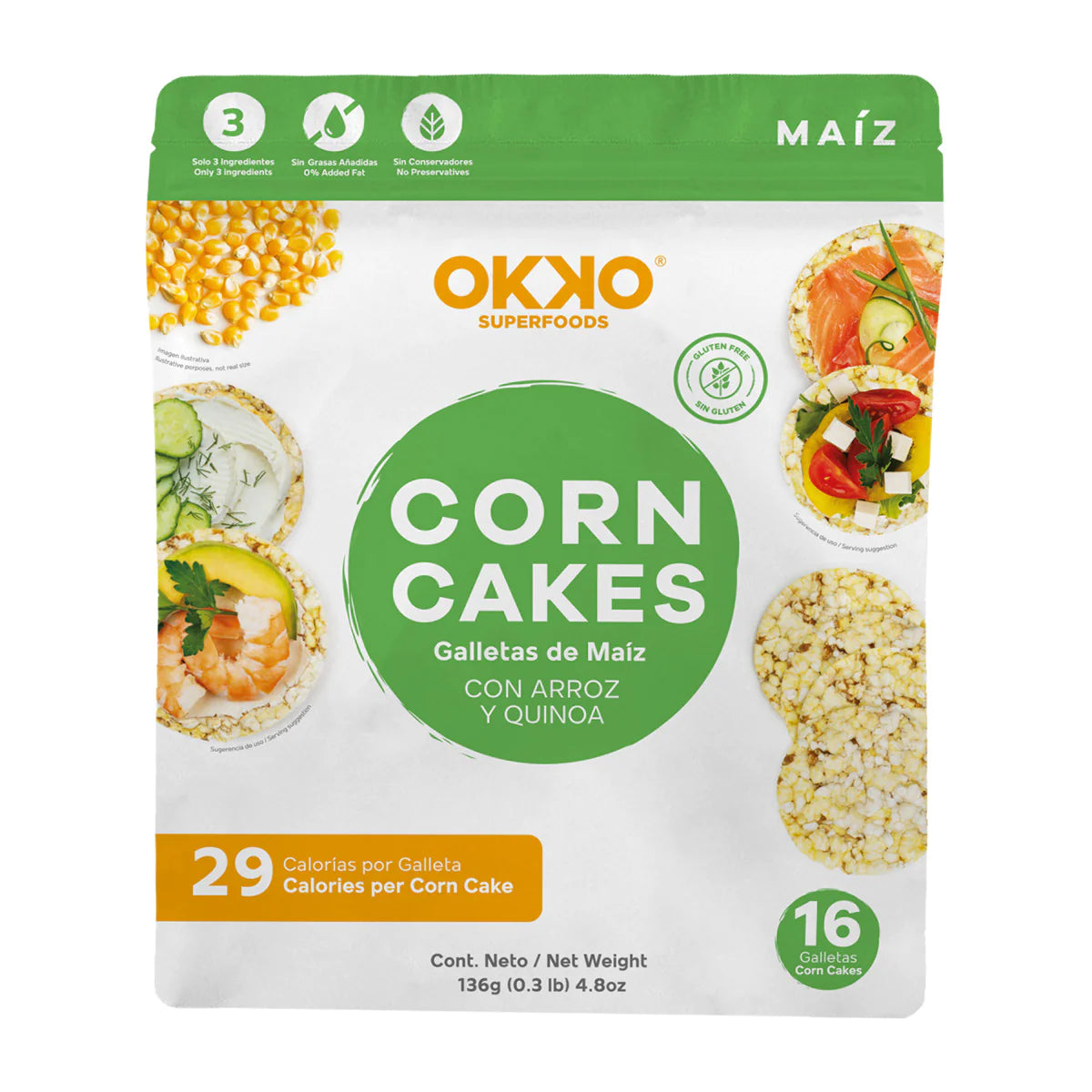 OKKO - Galletas de arroz con maiz 136gr
