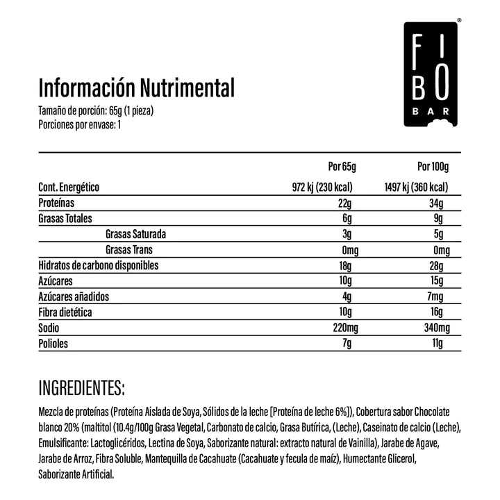 Fibo bar- Barra de proteína sabor cookies&cream