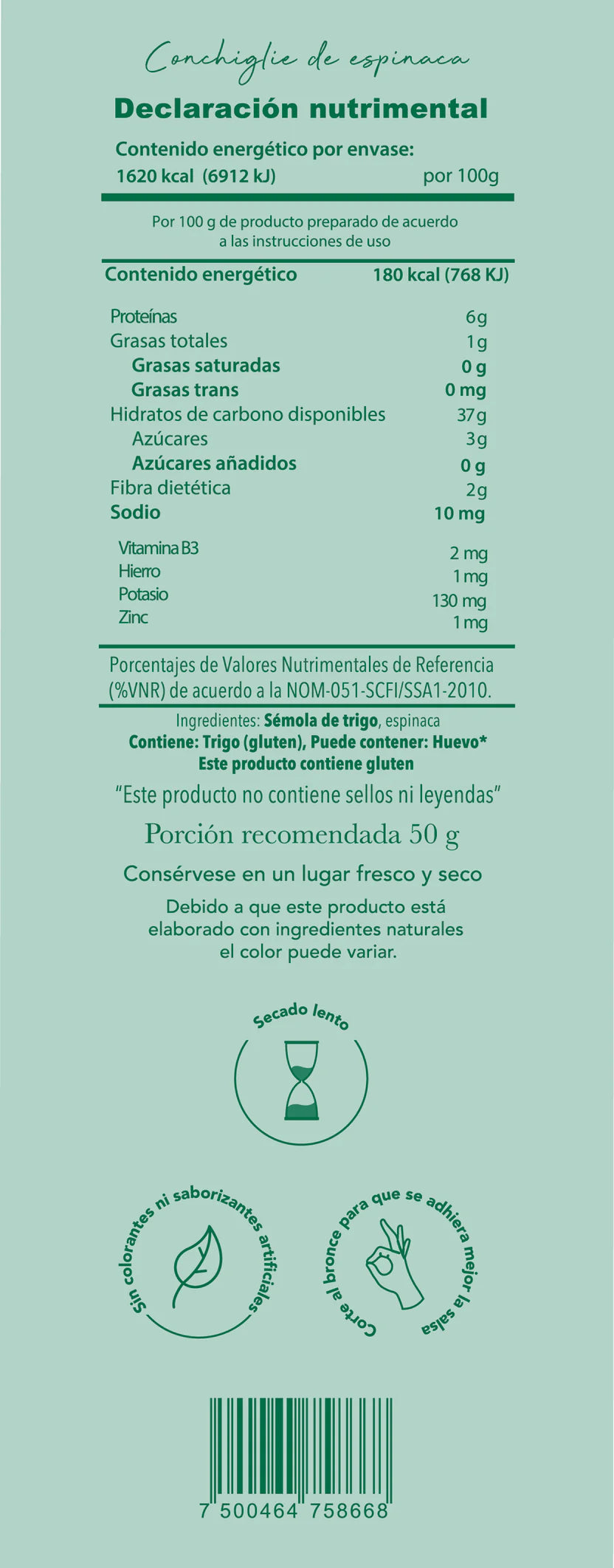 Brera-Pasta conchiglie de espinaca