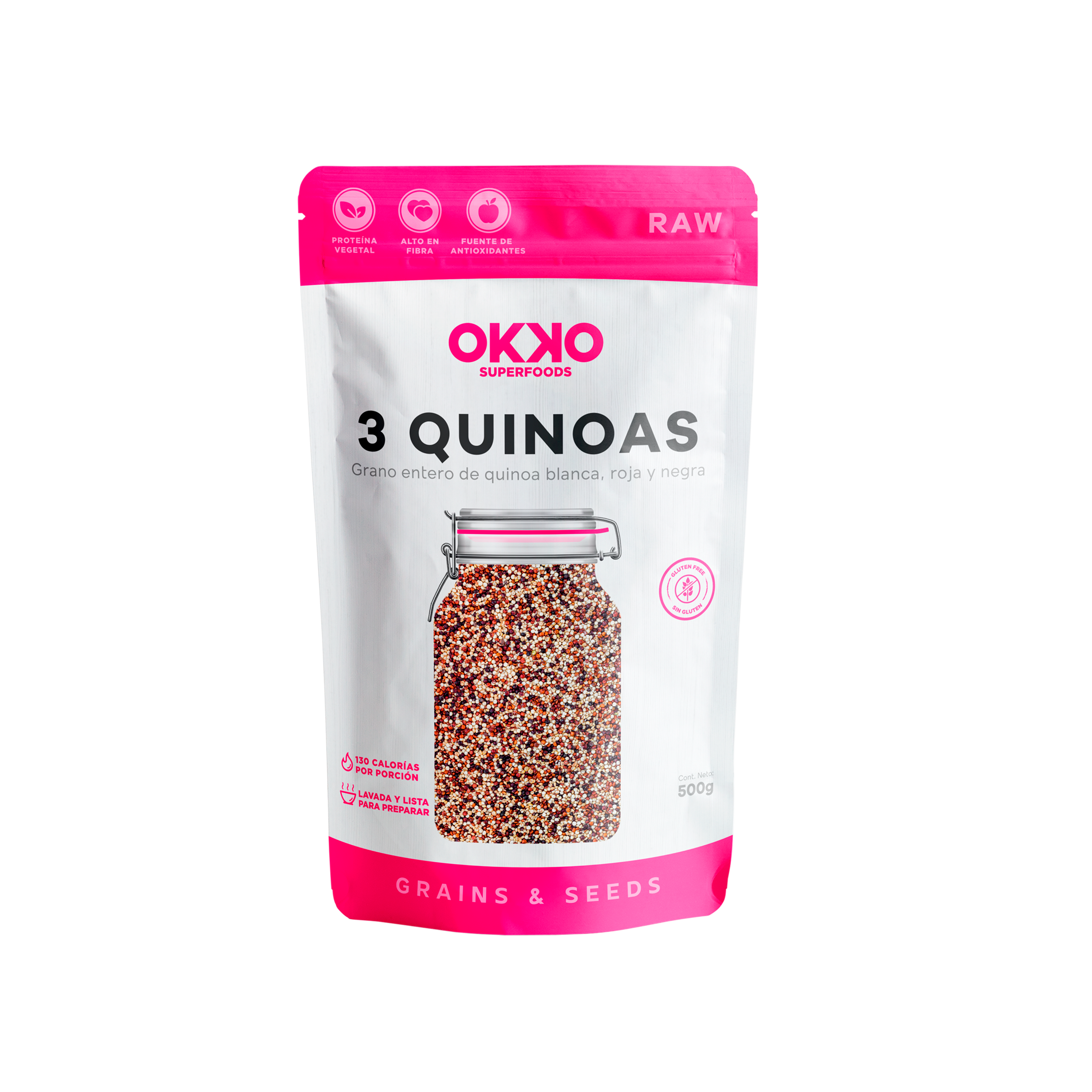 OKKO - 3 Quinoas (negra, ámbar, roja) 500 G