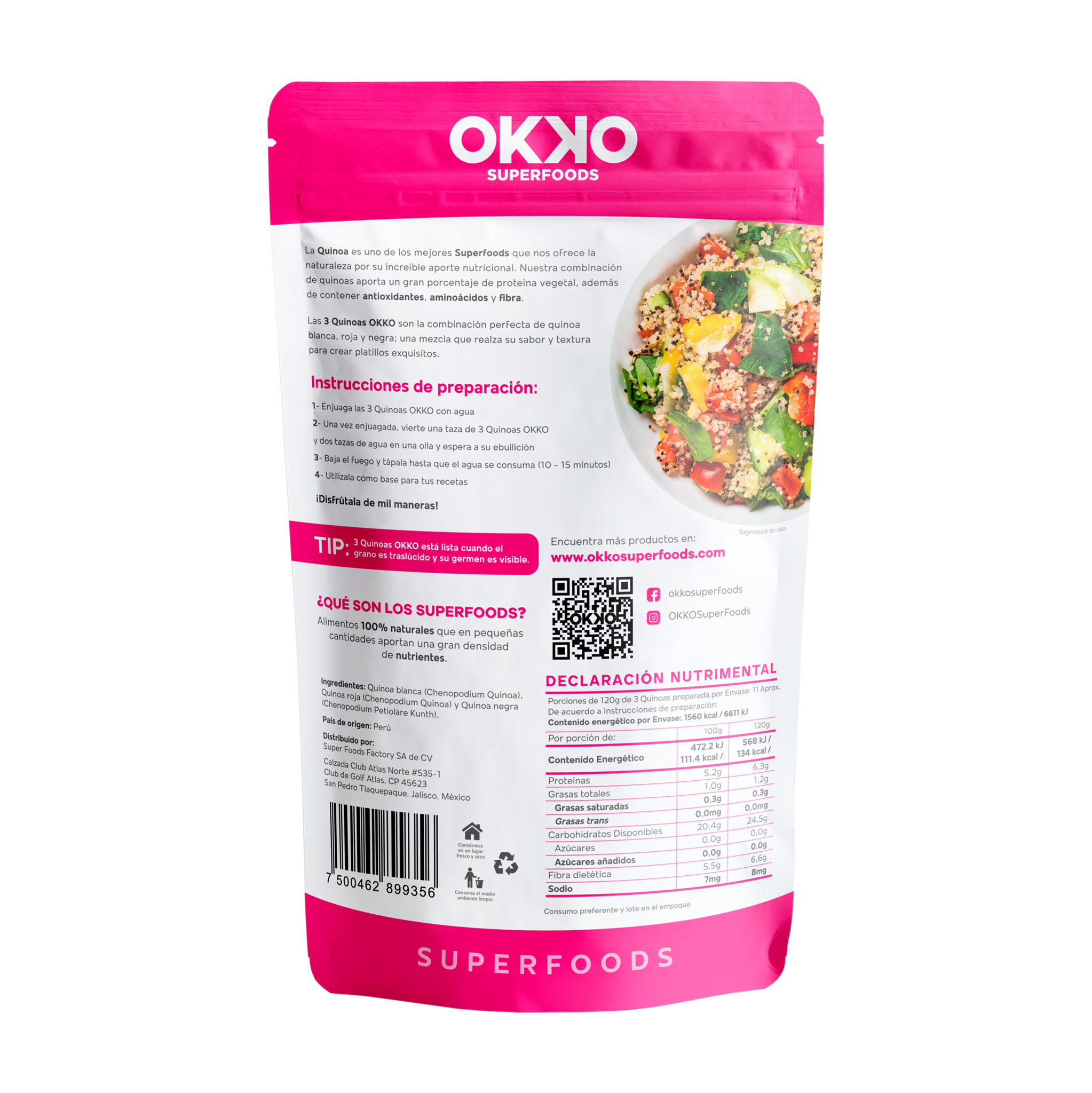OKKO - 3 Quinoas (negra, ámbar, roja) 500 G