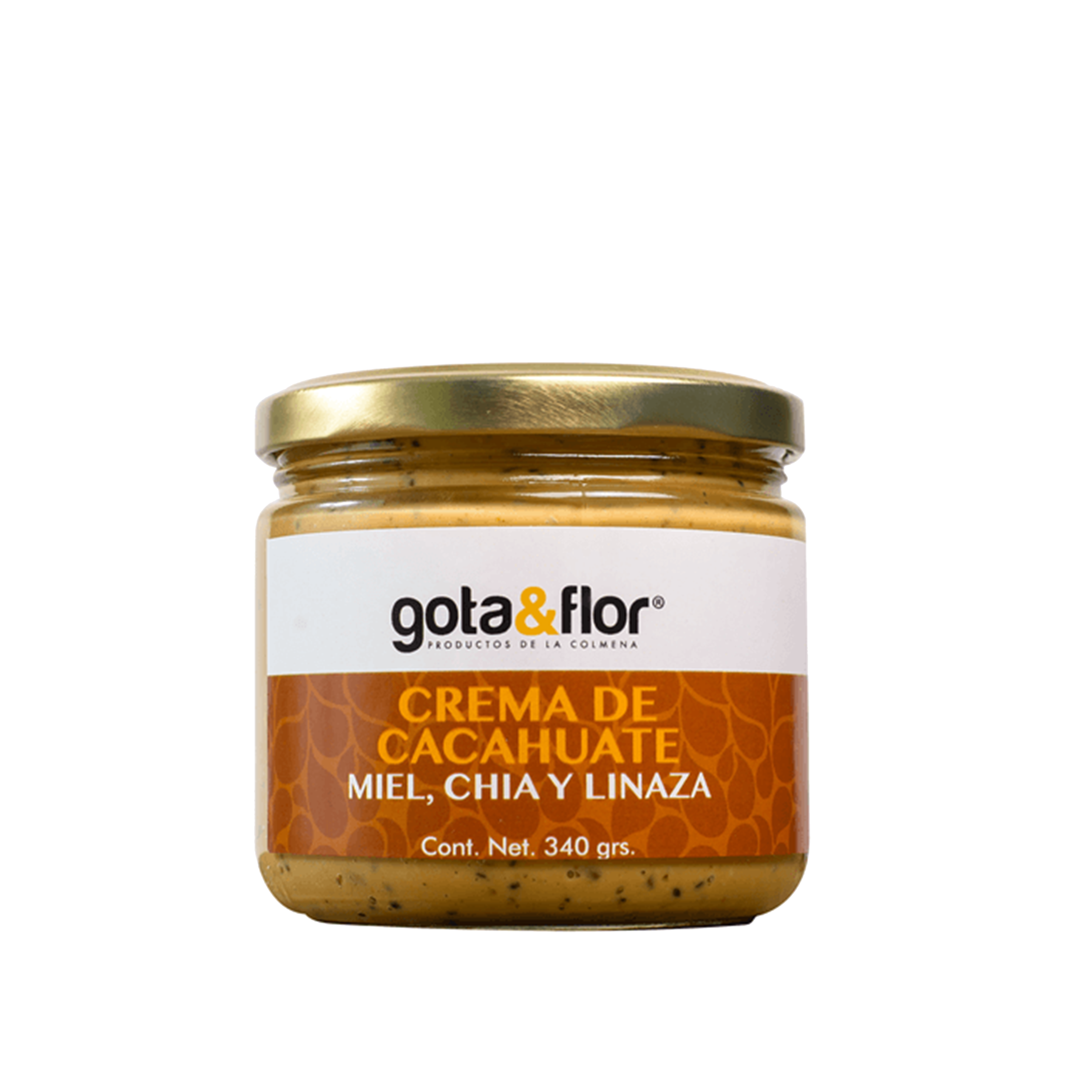 Gota y flor - Crema de cacahuate con miel, linaza y chía 340 G