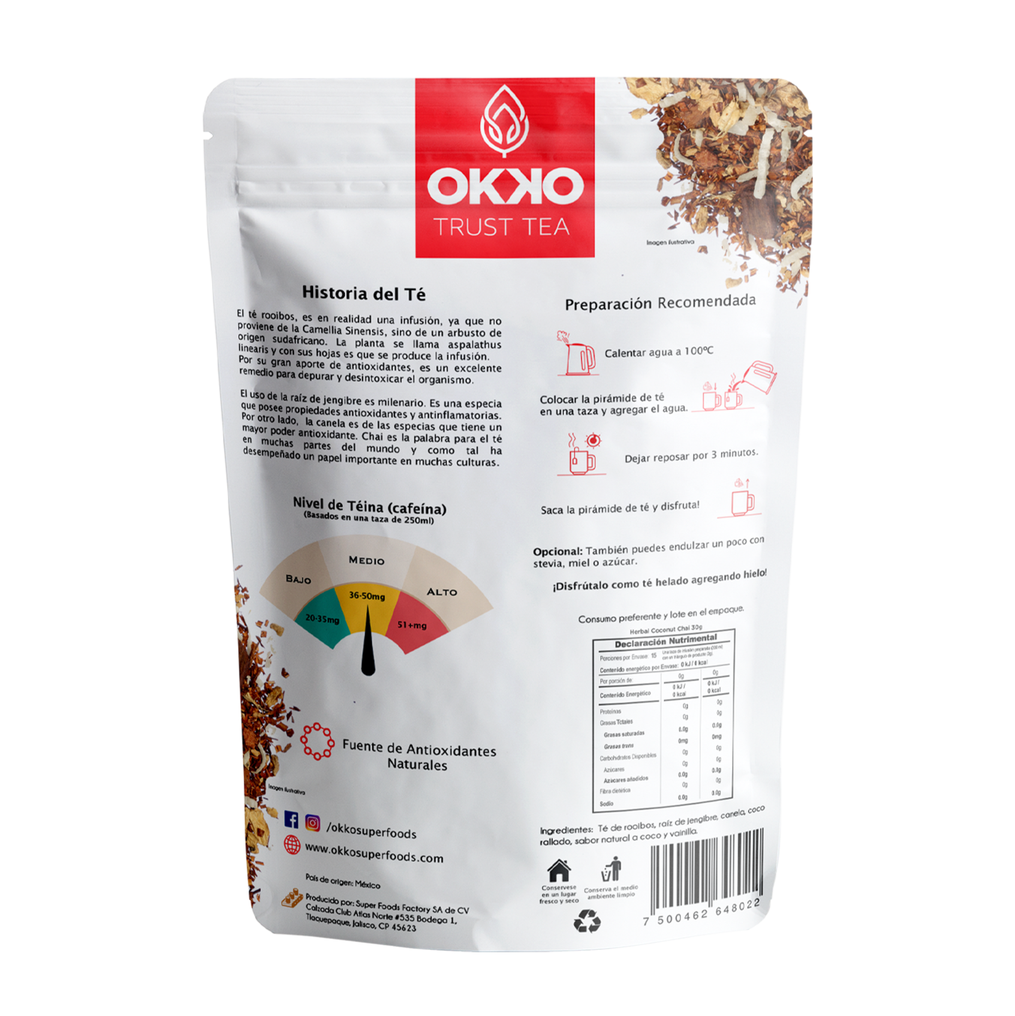 OKKO - Té herbal coconut chai detox