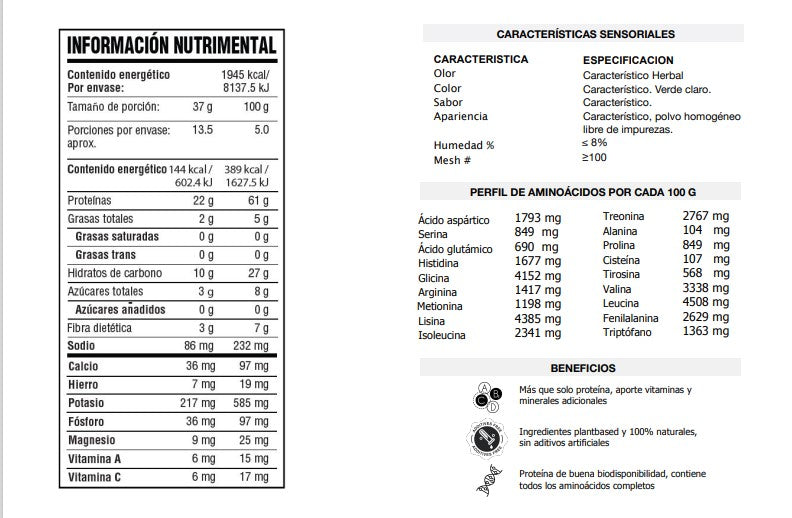 The superfood company - Proteína vegetal sabor matcha moringa -Sachet 37gr