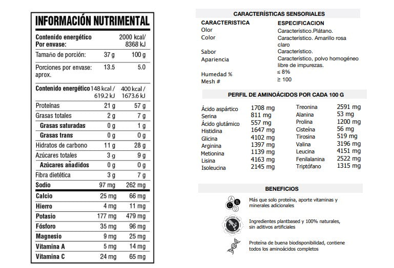 The superfood Company Proteína vegetal sabor plátano y acaí - 500grm