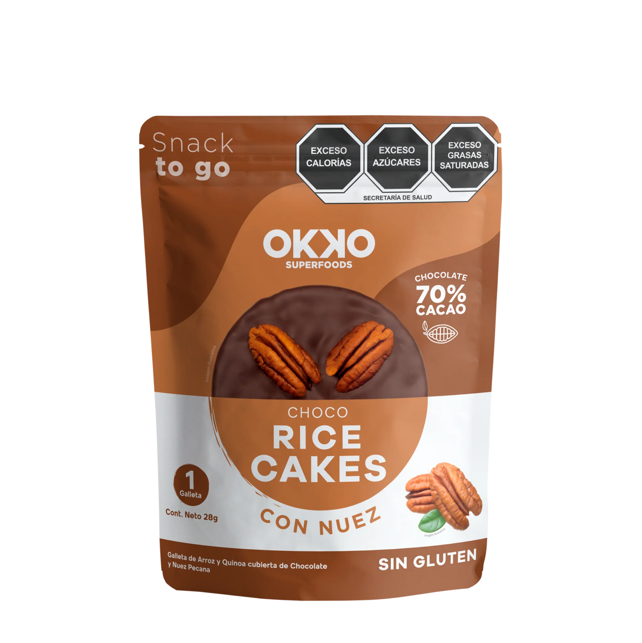 OKKO -Galletas choco rice cakes con nuez