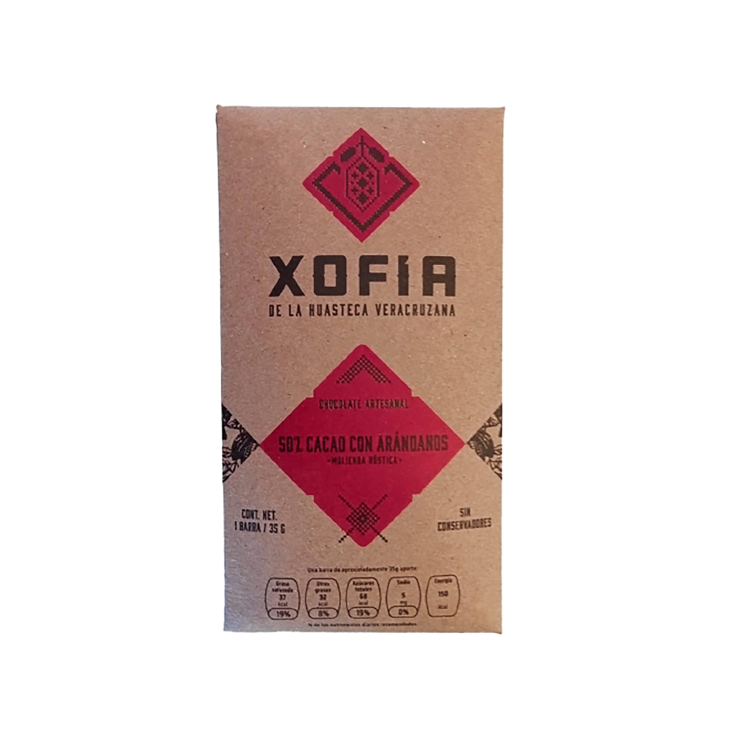 Xofia -Chocolate 50% cacao con arándanos 35 G
