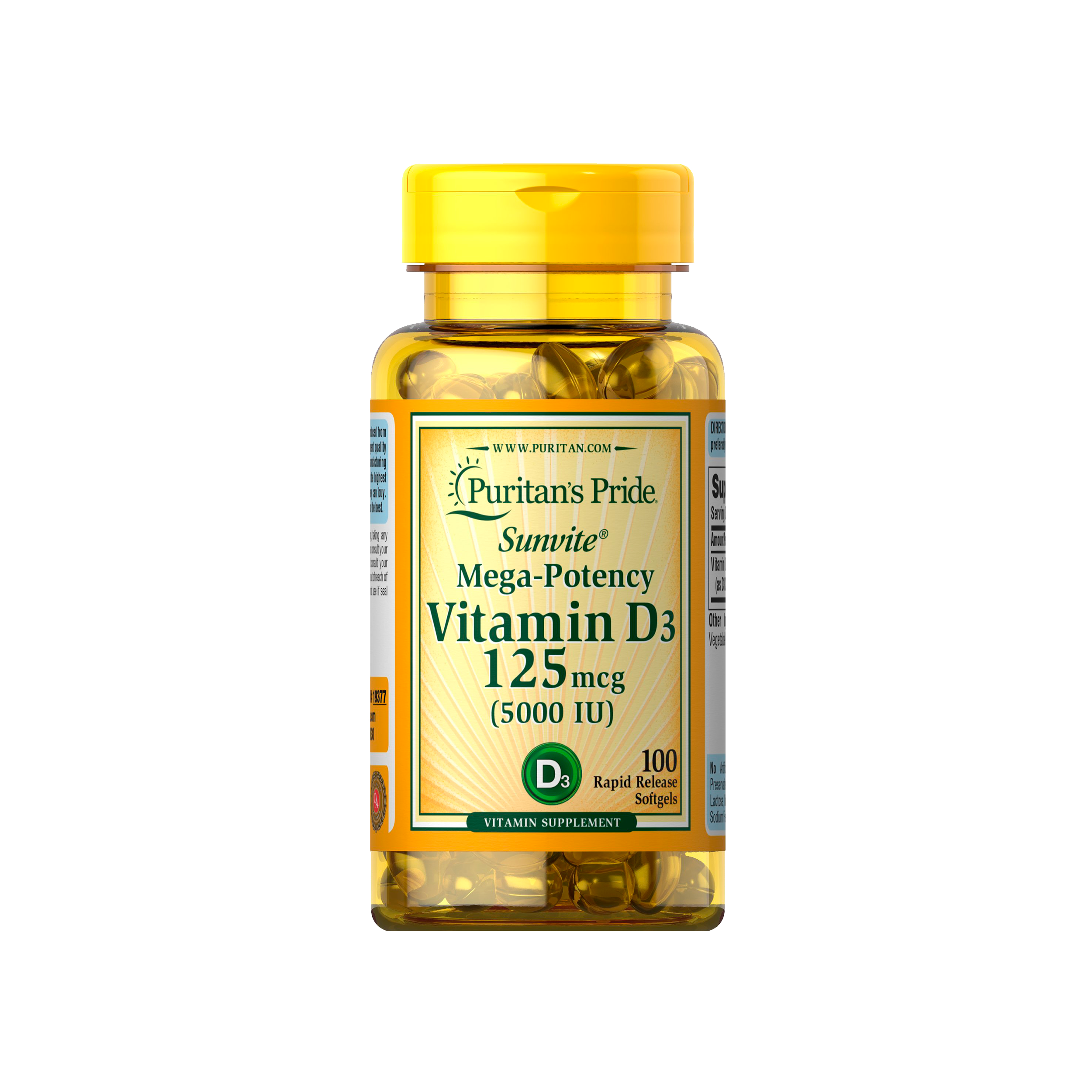 Puritan's Pride - Vitamina D3 125 MCG 100 Tabletas